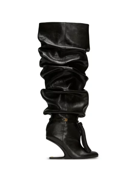 Cizme Balmain din piele cu pană negru