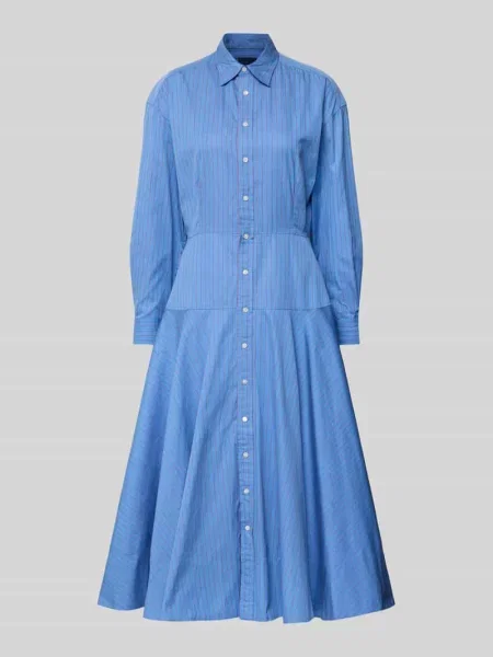 Sukienka koszulowa taliowana z czystej bawełny Polo Ralph Lauren niebieska