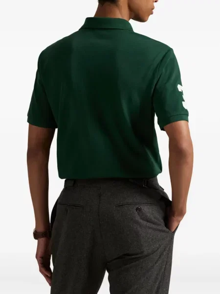 Kratak samt polo majica Polo Ralph Lauren s vezom crna