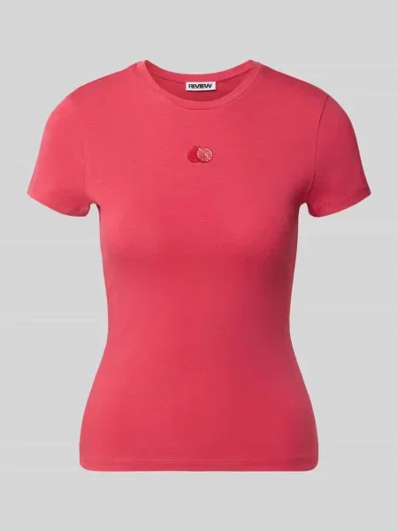 T-shirt o kroju slim fit z wyhaftowanym motywem model Fruity' Review czerwona