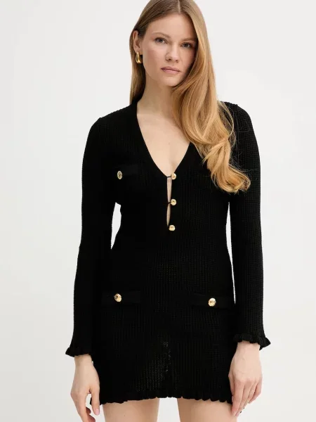 Рокля Elisabetta Franchi къса с кройка по тялото черно