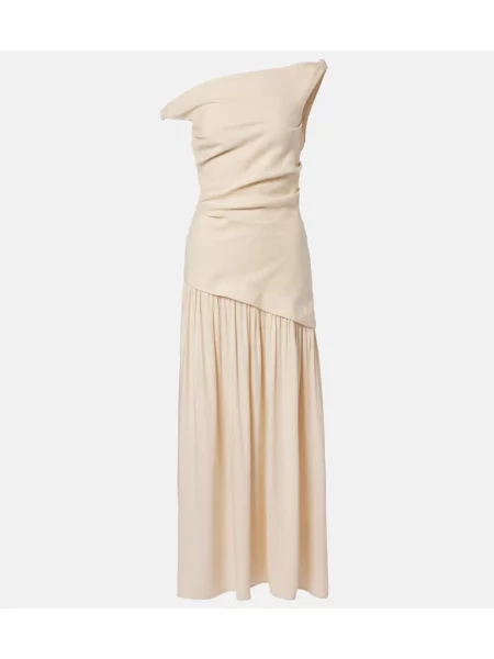 Rochie maxi Faithfull de in asimetrică de costum bej
