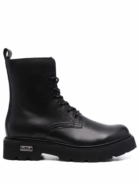 Botine Cult cu șireturi din piele negru