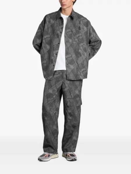 Cămașă Maison Kitsune cu imagine cu imprimeu geometric gri