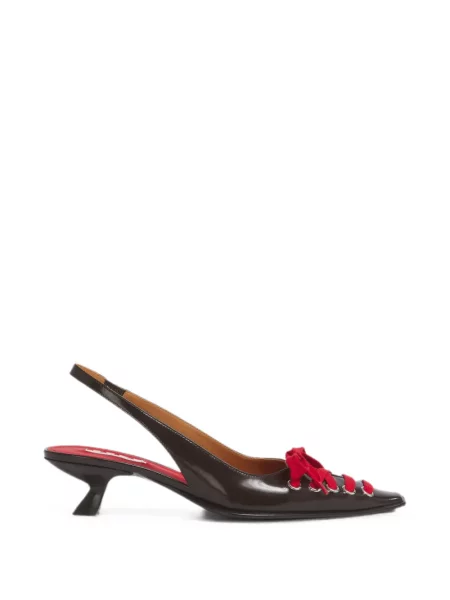 Pantofi cu toc Marni din piele slingback maro