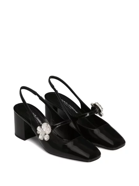Pantofi cu toc Dolce & Gabbana slingback de cristal negru