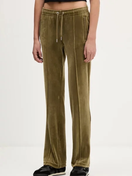 Juicy Couture spodnie dresowe welurowe zielone