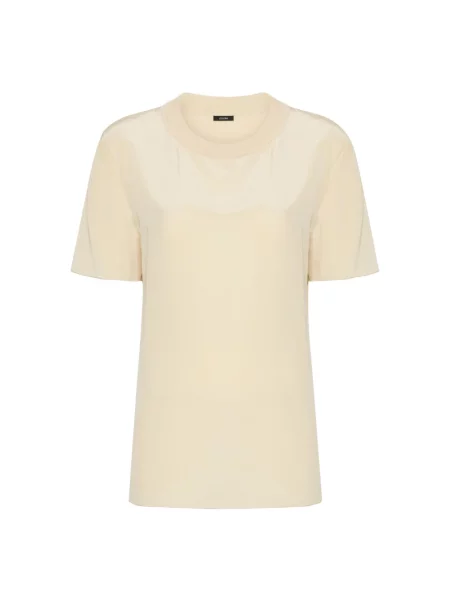 Jedwabna koszulka Joseph z krótkim rękawem beżowa