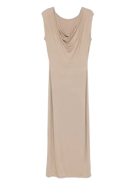 Rochie maxi Majestic Filatures din jerseu de costum maro