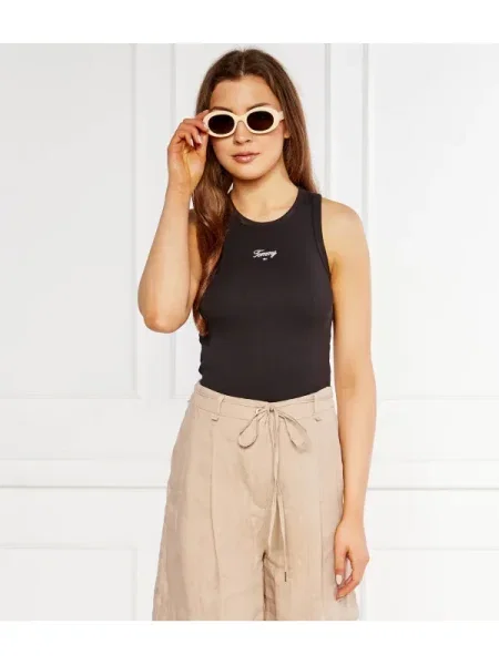 Top din denim Tommy Jeans negru