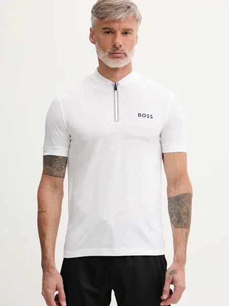 Tricou polo Boss Green alb