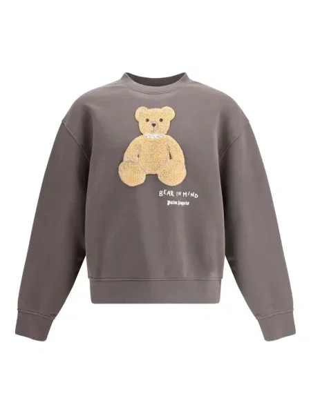 Hanorac crewneck Palm Angels cu aplicații teddy gri
