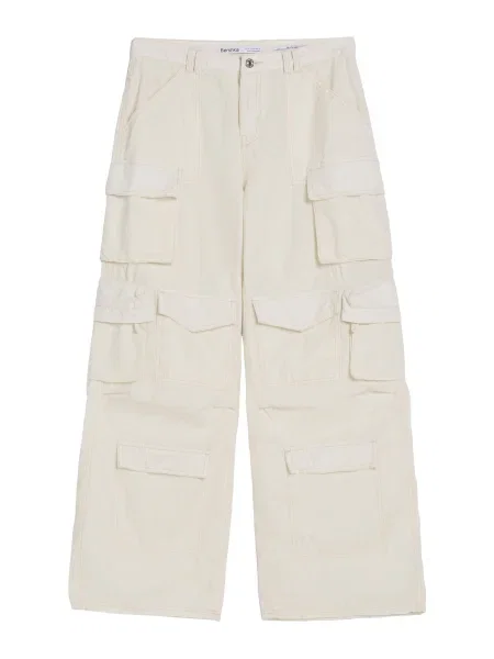 Bershka Pantaloni cu murdar alb