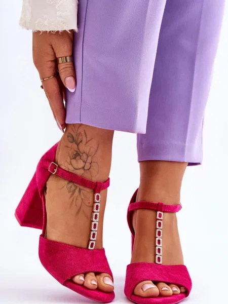 Semišové zirkonové sandály Vinceza na vysokém podpatku bílé