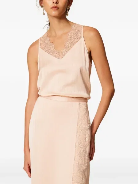 Top Twinset din satin roz
