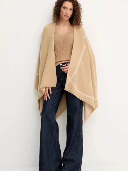 Вовняне пончо MM GIUDEA бежевий
