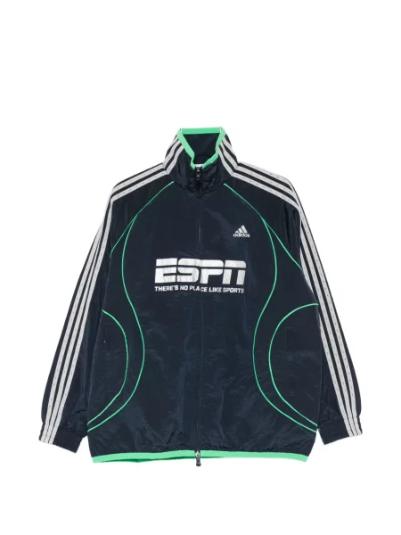 Dryžuotas marškinių švarkas Adidas apvaliu kaklu juoda
