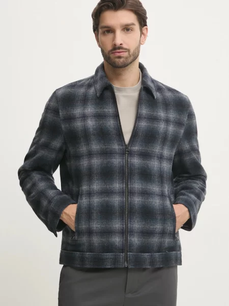 Pepe Jeans jachetă de cămașă din lână MARRINGTON marin de tranzitie albastru