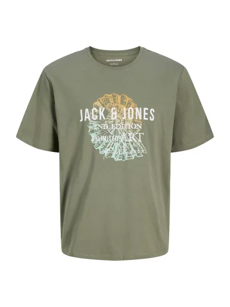 JACK & JONES Tricou JJGRADIENT pământiu / portocaliu deschis alb