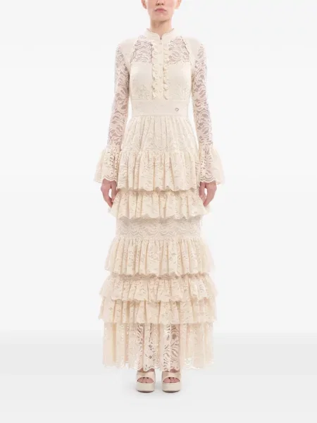 Rochie maxi Saiid Kobeisy cu volane din dantelă