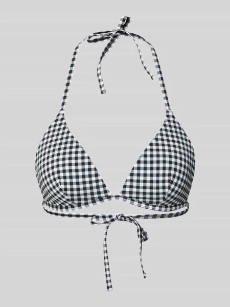 Góra od bikini w kratkę vichy z wiązaniem Jake*s Casual czarne
