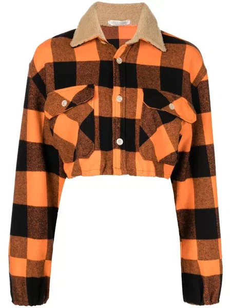 Kurtka Romeo Hunte flanelowa o krotszym kroju pomarańczowa