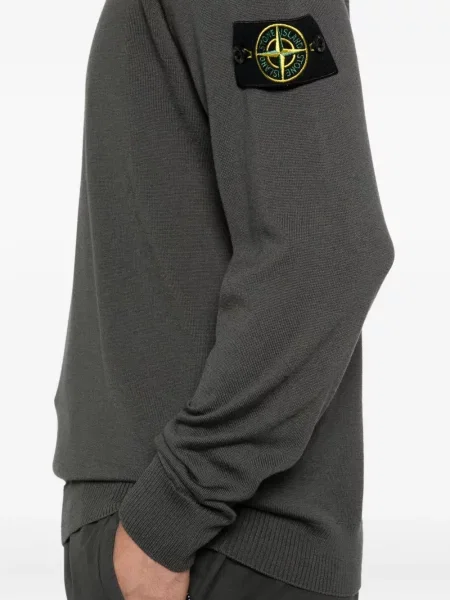 Pulover Stone Island cu decolteu rotund cu strasuri gri