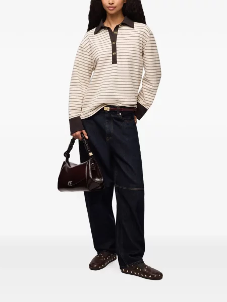 Tricou polo Ganni cu dungi