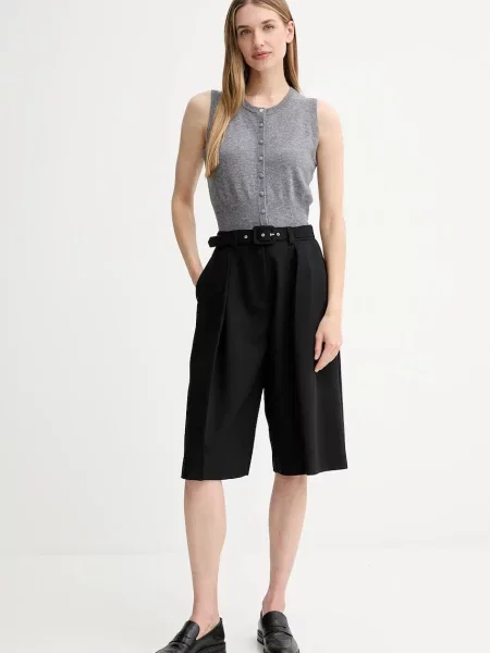 Simona Corsellini szorty gładkie high waist czarny