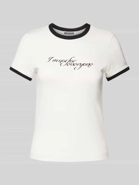 T-shirt z nadrukiem ze sloganem Weekday biała