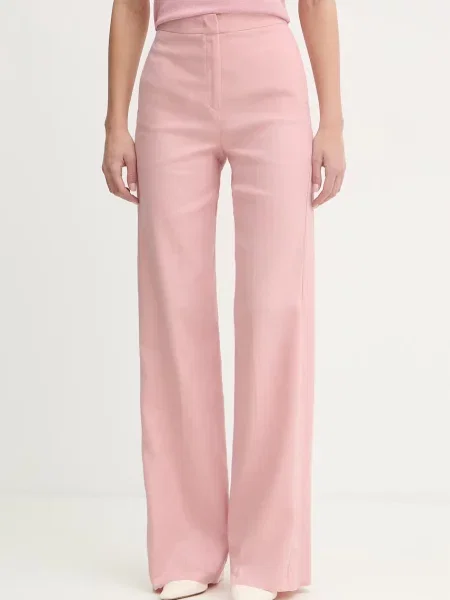 IBlues spodnie straight z dodatkiem lnu CANALE różowe