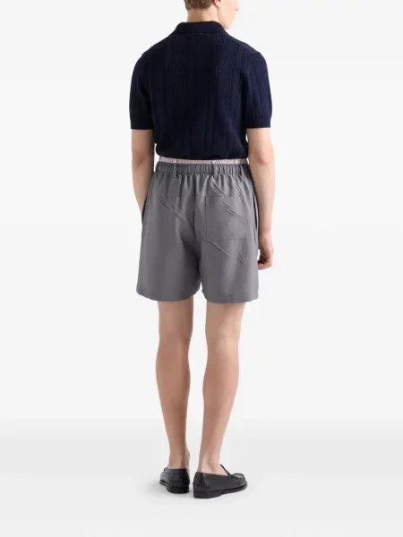 Scurt tricou polo Prada ajurat albastru