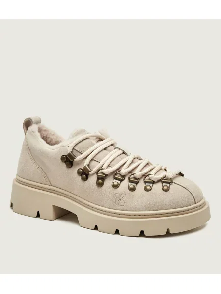INUIKII Pantofi Echo Low | shearling | piele întoarsă zamsz | cu adaos de lână bej