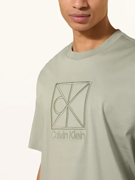 Calvin Klein t-shirt zielony gładki khaki