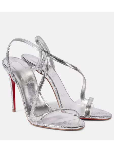 Sandale Christian Louboutin din piele argintiu