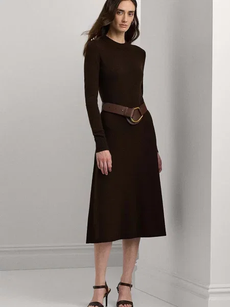 LAUREN RALPH LAUREN Gyapjú ruha barna