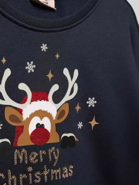 Bluza o kroju regular fit z mieszanki bawełny i ‘YDA LIFE XMAS’ Only granatowa