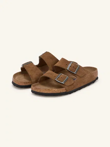 Klapki Birkenstock skórzane brązowe
