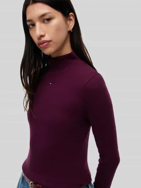 Bluzka z długim rękawem o kroju slim fit z mieszanki bawełny Tommy Jeans