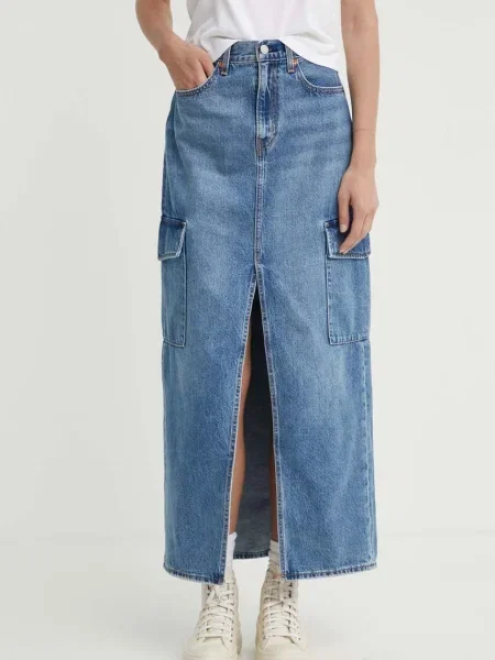 Džínová sukně Levi's maxi modré