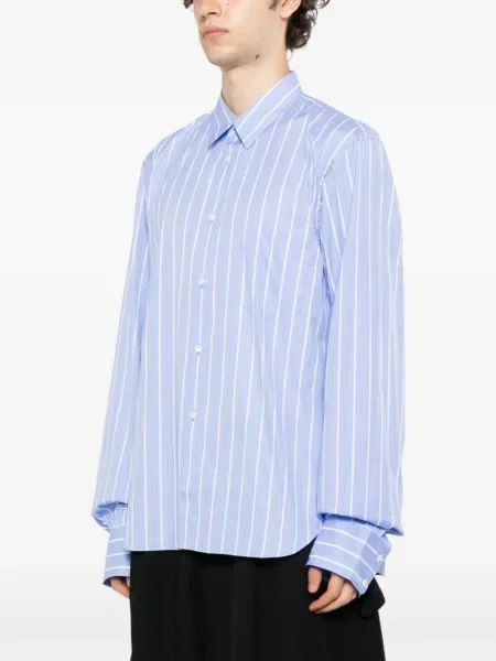 Риза Comme Des Garçons Homme Plus на райета с дантела синьо