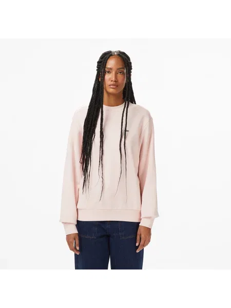 Lacoste Bluza Z Okrągłym Dekoltem Relaxed Fit różowa