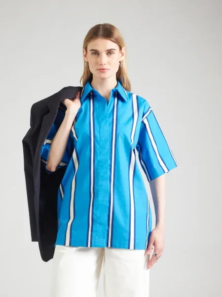 TOPSHOP Bluză fildeş / azur / închis albastru