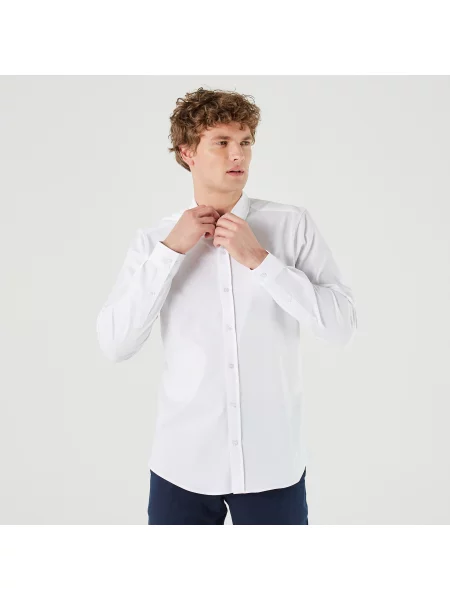 Lacoste Koszula Tkana Lacoste biała