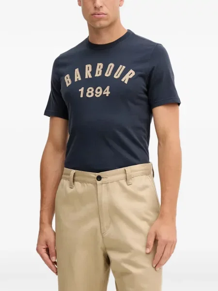 Tricou Barbour cu broderie albastru