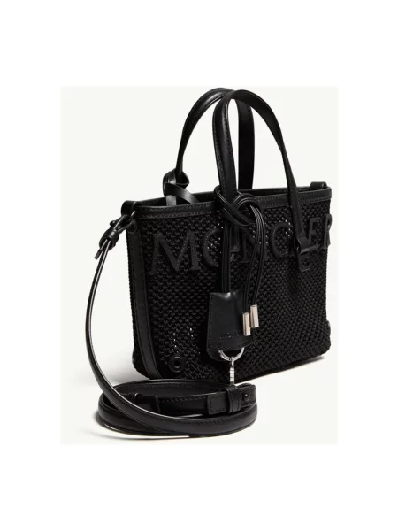 Shopperka Moncler skórzana z logo czarna