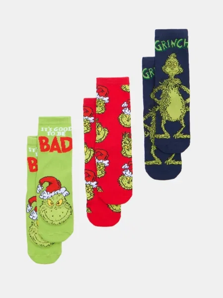 Sinsay Ponožky s bavlnou balení 3 párů Grinch vícebarevná