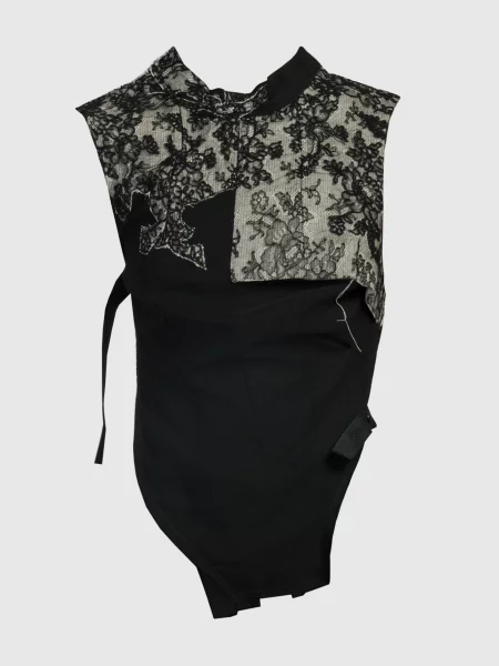 Топ з вовни з мереживом з відкритою спиною Marc Le Bihan чорний