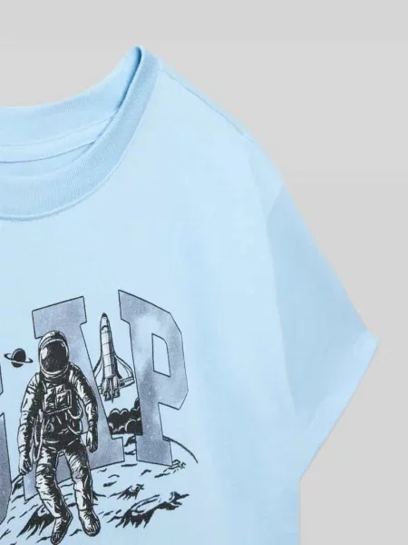 T-shirt z nadrukiem z motywem i logo Gap błękitna