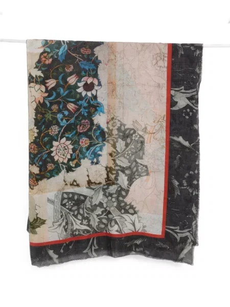 Fular Faliero Sarti cu model floral cu imagine maro
